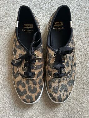 Keds for Kate Spade Leopard Print Glitter Sneakers - Black/Tan